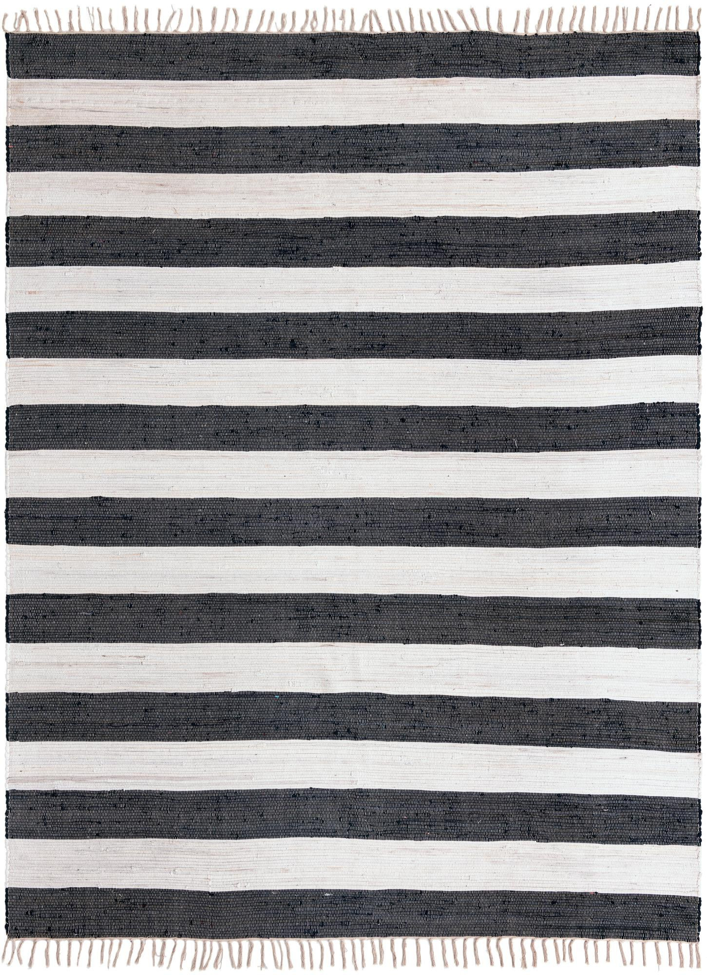 9' x 12' 2 Flagstaff · Striped Chindi Rug, navy