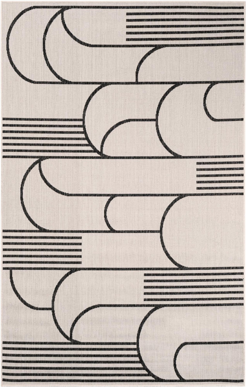 5' 3 x 8' Prudence · Geometric Outdoor Rug, black and white