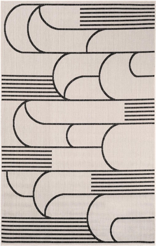 5' 3 x 8' Prudence · Geometric Outdoor Rug, black and white