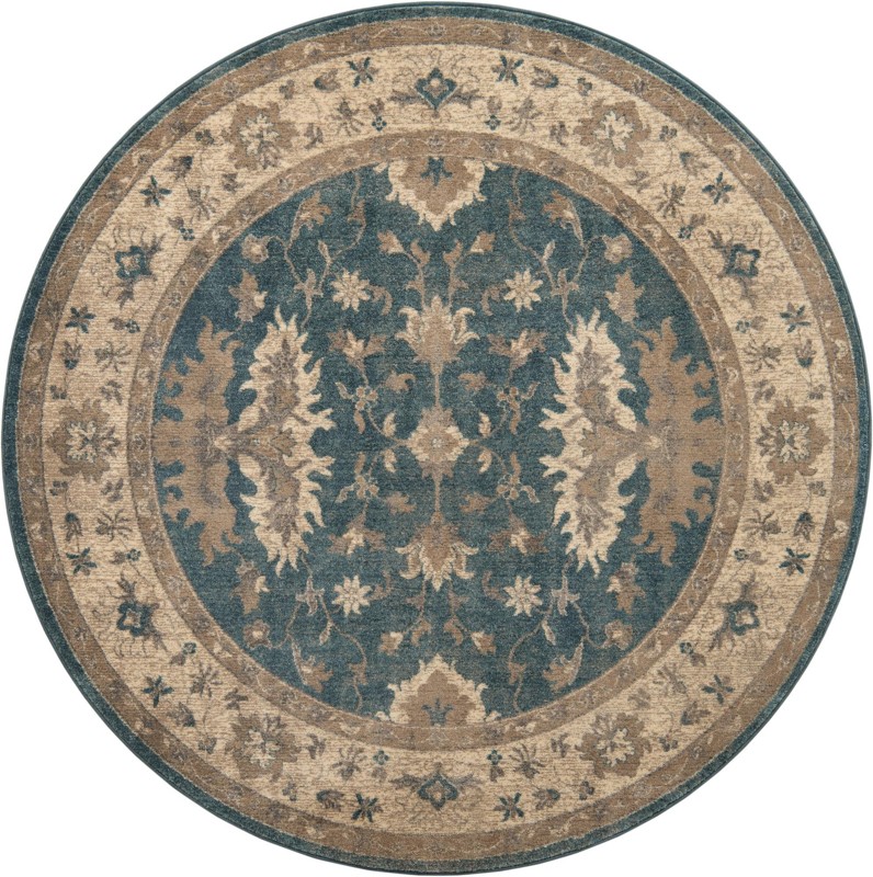 Leland · Medallion rug, light blue and ivory