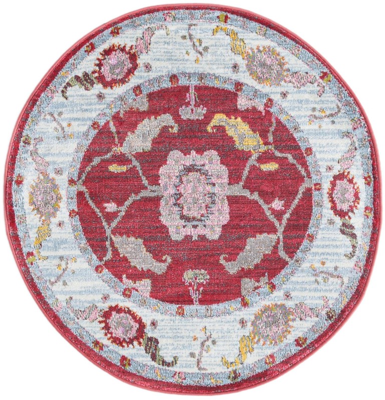 3' 3 x 3' 3 Pope · Border rug, red