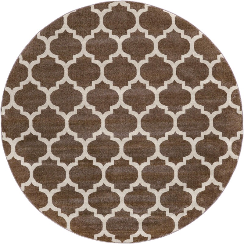 7' 10 x 7' 10 Arkwright · Trellis rug, brown and beige