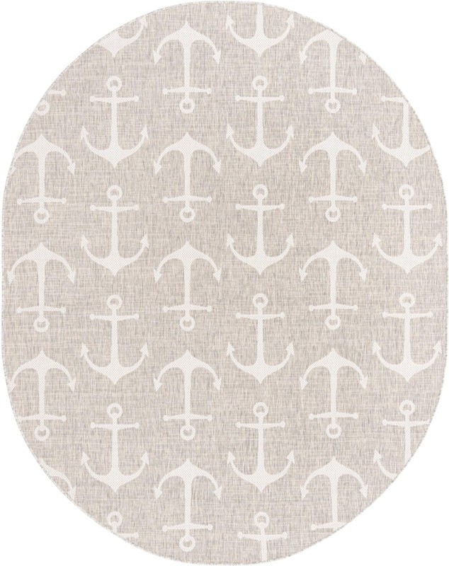 Millbrook · Anchor Outdoor Rug, gray and ivory
