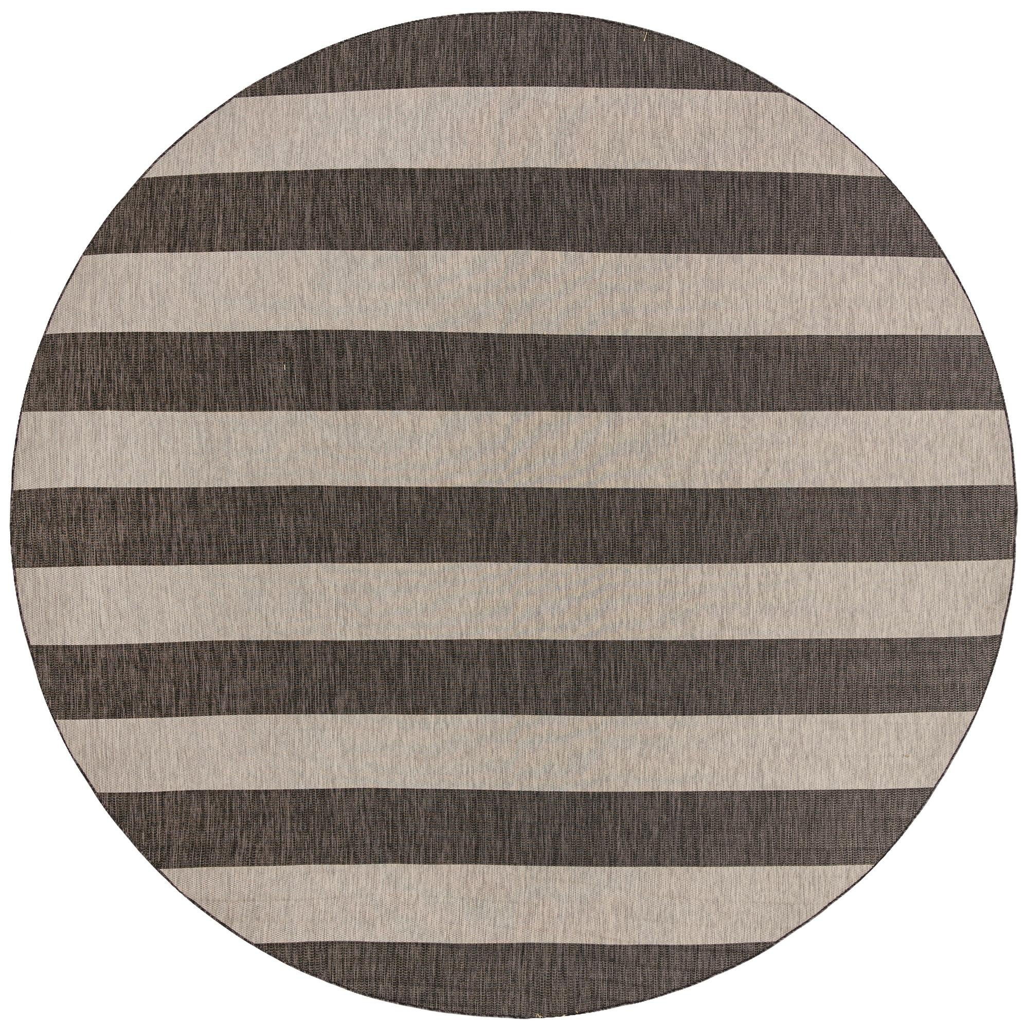 13' x 13' Dahlia · Striped Outdoor Rug, charcoal