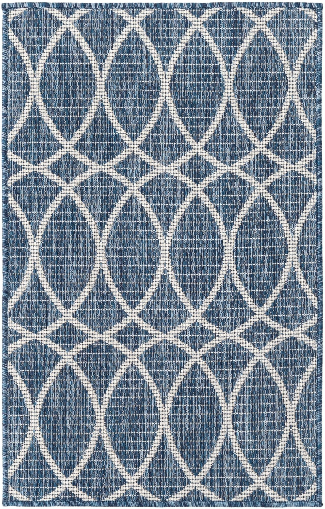 2' x 3' Atkins · Lattice Outdoor Rug, blue