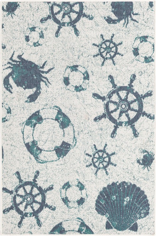 Hollyhock · Pictoral Outdoor Rug, ivory