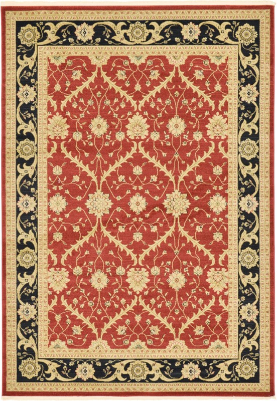 Houlton · Botanical border rug, red and black