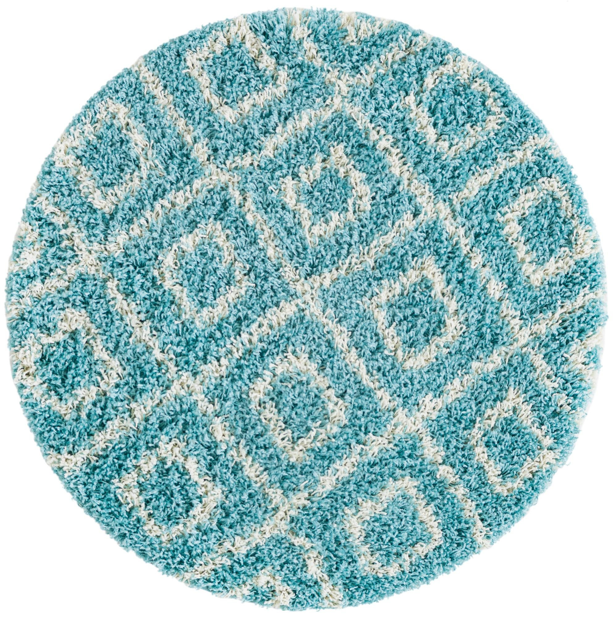 3' 3 x 3' 3 Brock · Diamond Shag Rug, aqua