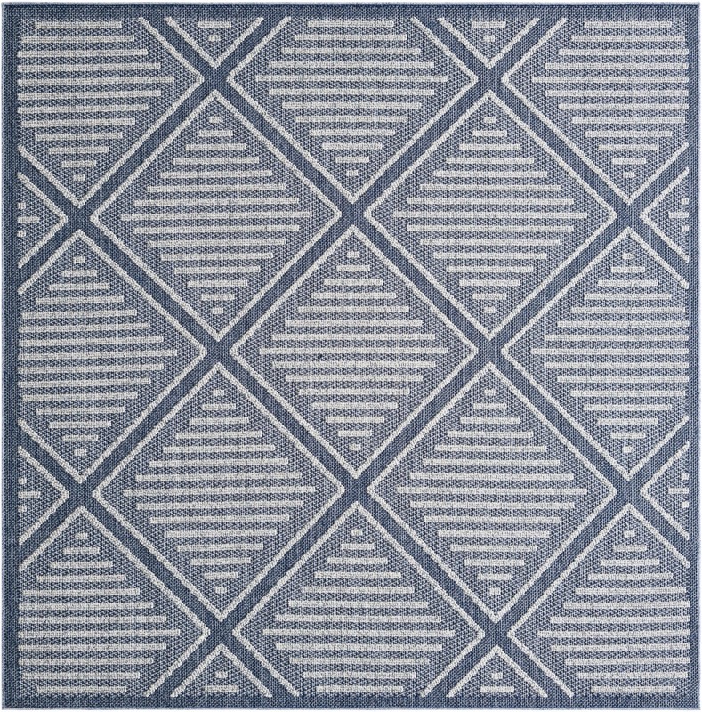 Auburn · Geometric diamond Outdoor Rug, navy and ivory