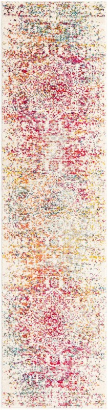 2' 7 x 10' Birch · Distressed medallion rug, ivory and multi