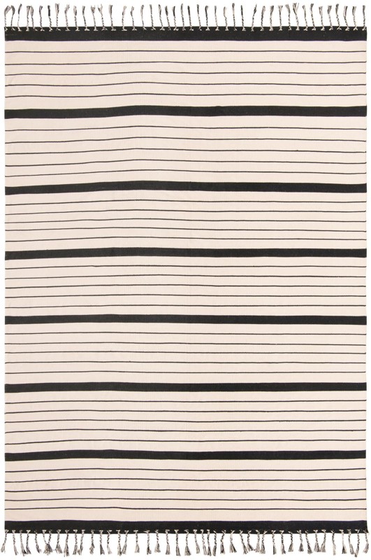Ottley · Striped Chindi Rug, black and white