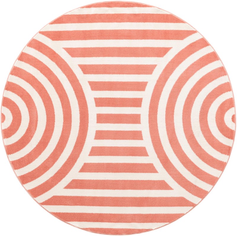 4' x 4' Nye · Border rug, soft coral pink