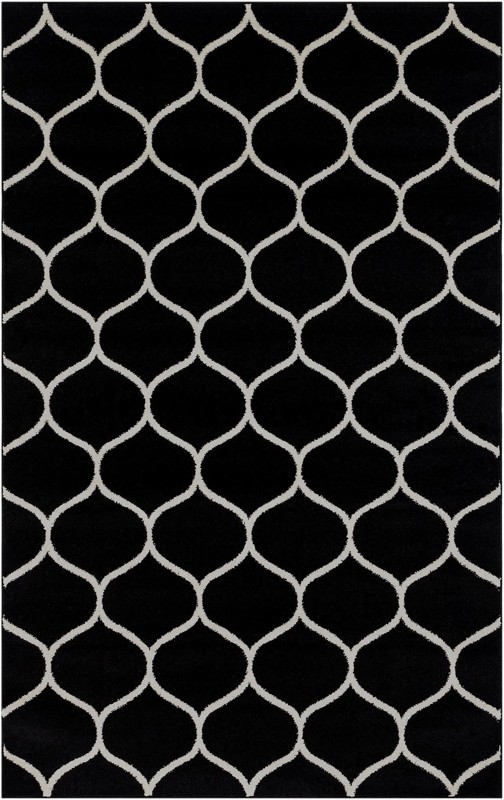 5' 3 x 8' Ingram · Lattice rug, black and ivory