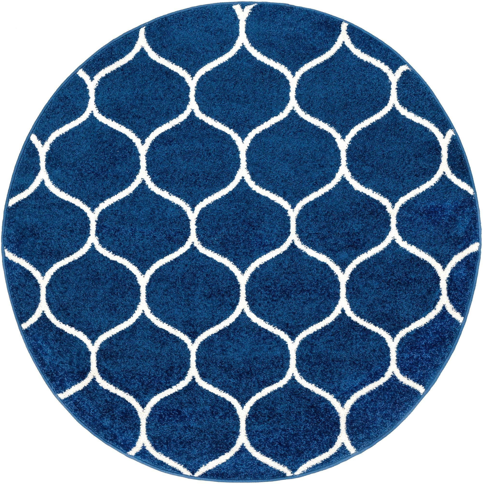 4' x 4' Ingram · Lattice rug, navy and ivory