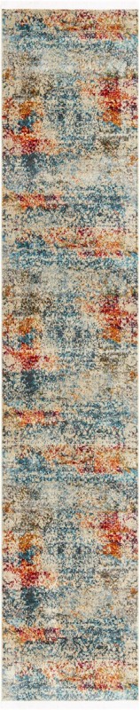 Mallow · Distressed medallion rug, multicolor and cream