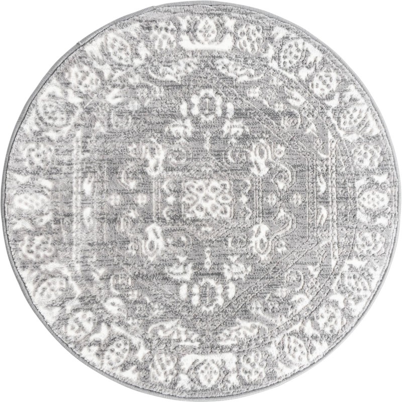 Chamomile · Medallion rug, gray and ivory