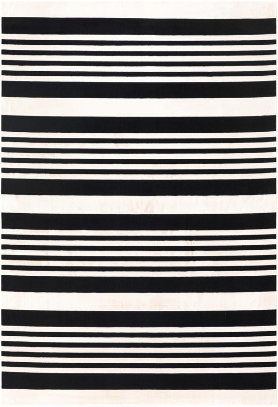 7' x 10' Fern · Striped rug, black and white