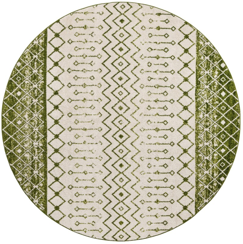 10' x 10' Vernon · Geometric rug, green and ivory