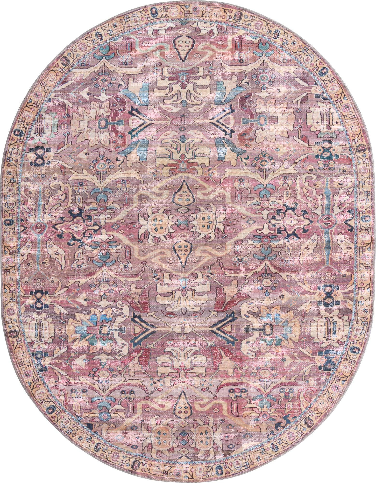 7' 10 x 10' Gaskell · Medallion Washable Rug, pink