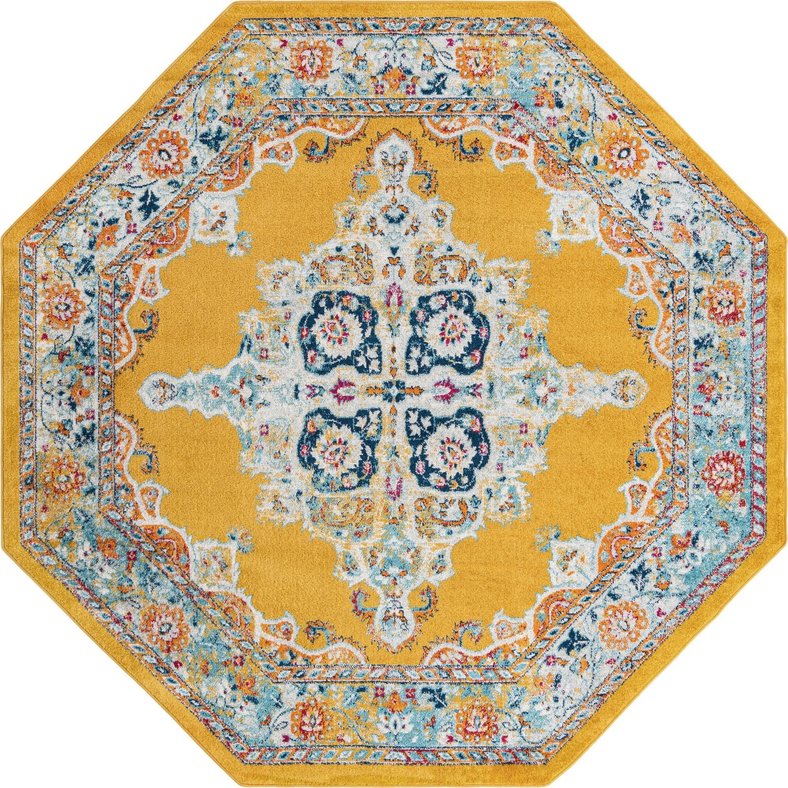 7' 10 x 7' 10 Selby · Border rug, yellow
