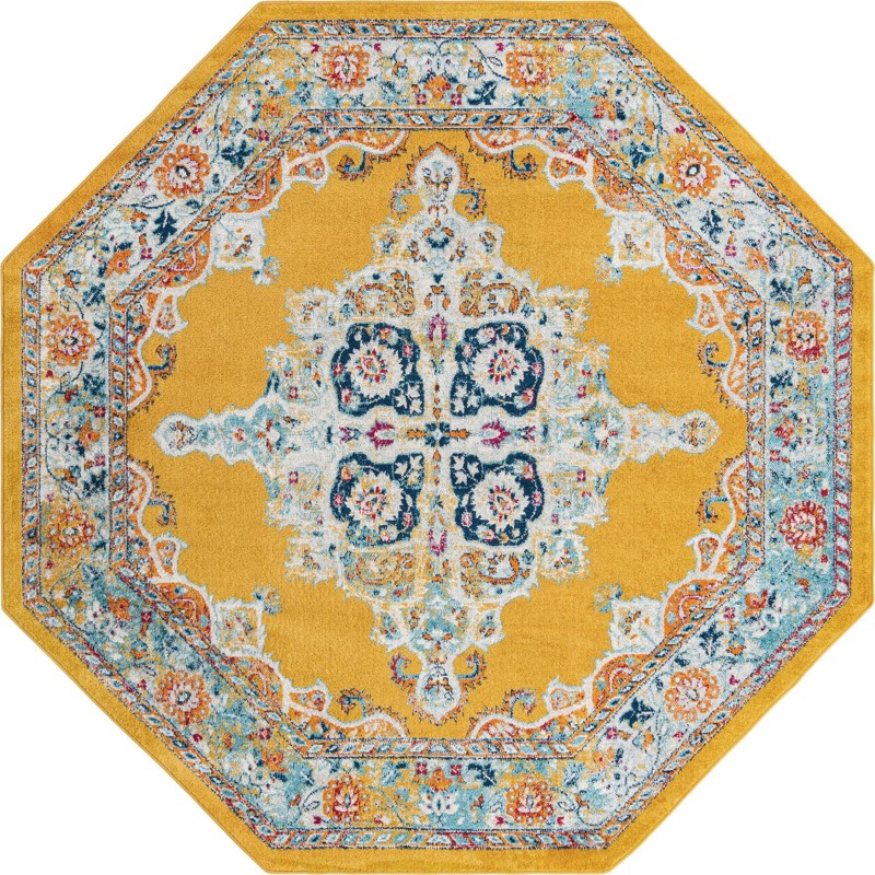 7' 10 x 7' 10 Selby · Border rug, yellow
