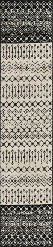2' 7 x 12' Vernon · Tribal geometric rug, black and white