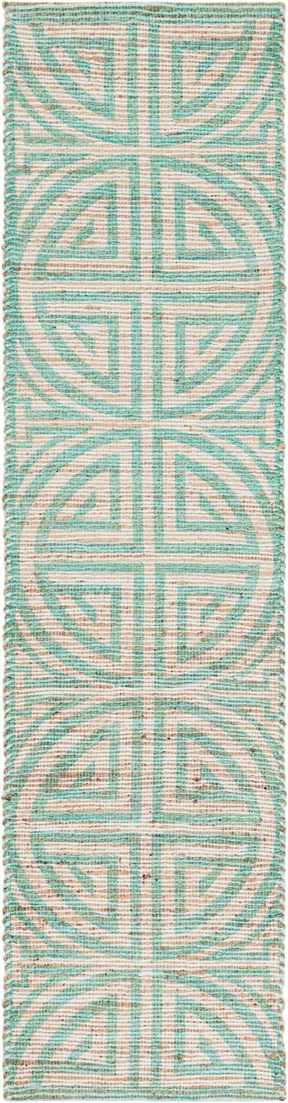 2' 2 x 8' Pasco · Geometric rug, turquoise and natural ivory