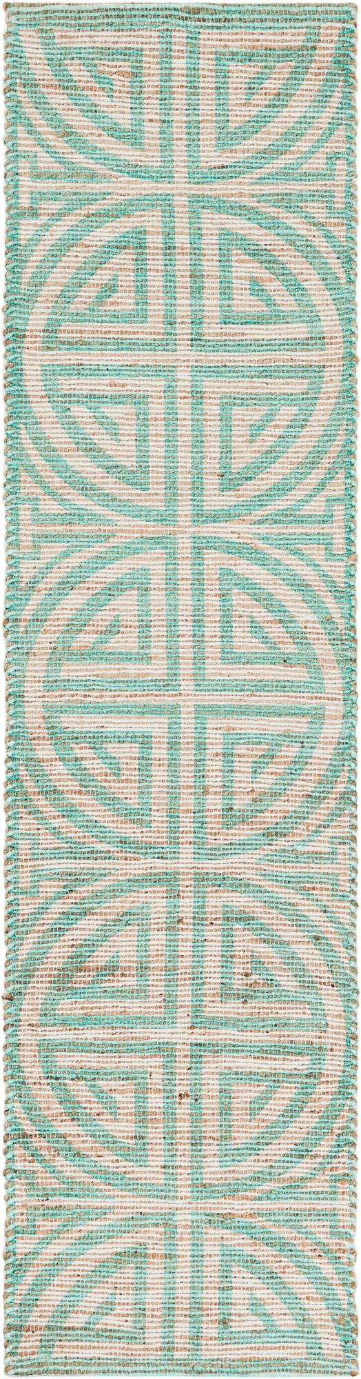 2' 2 x 8' Pasco · Geometric rug, turquoise and natural ivory