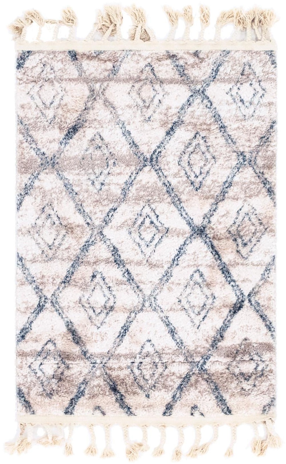 2' 4 x 3' 3 Larrabee · Diamond lattice rug, light gray