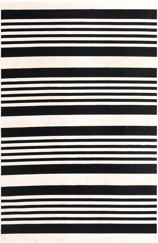 6' 4 x 9' Fern · Striped rug, black and white