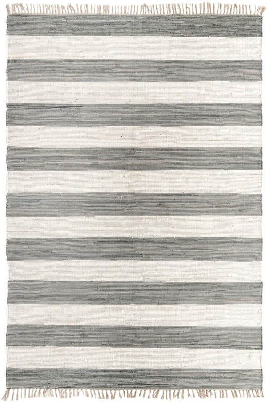 7' 1 x 10' Flagstaff · Striped Chindi Rug, gray