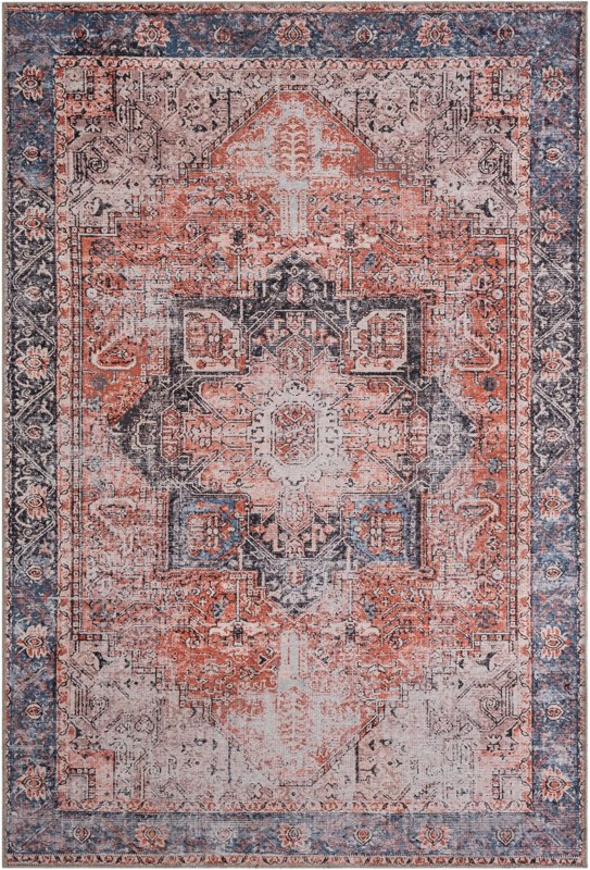 5' 3 x 8' Travers · Medallion rug, rust and navy