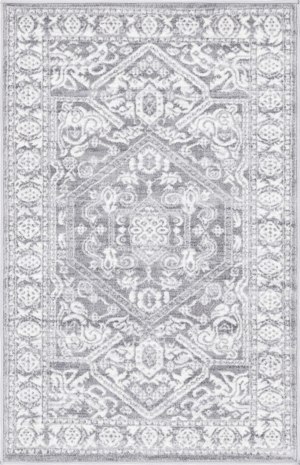 3' 3 x 5' 3 Chamomile · Medallion rug, gray and ivory