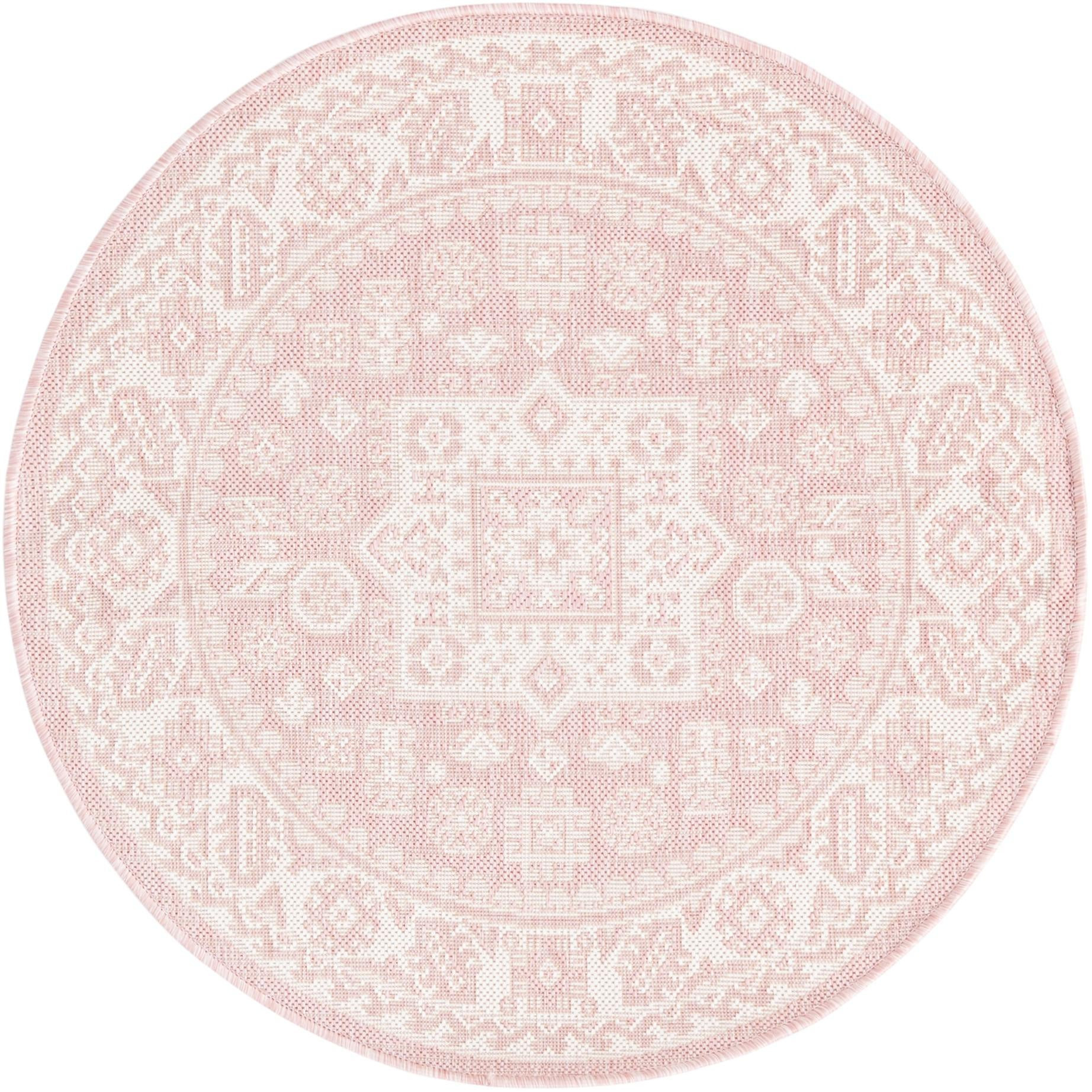 3' x 3' Bellamy · Border Outdoor Rug, pink