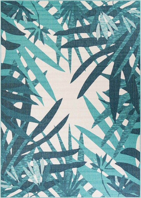 Heron · Floral / botanical Outdoor Rug, teal blue
