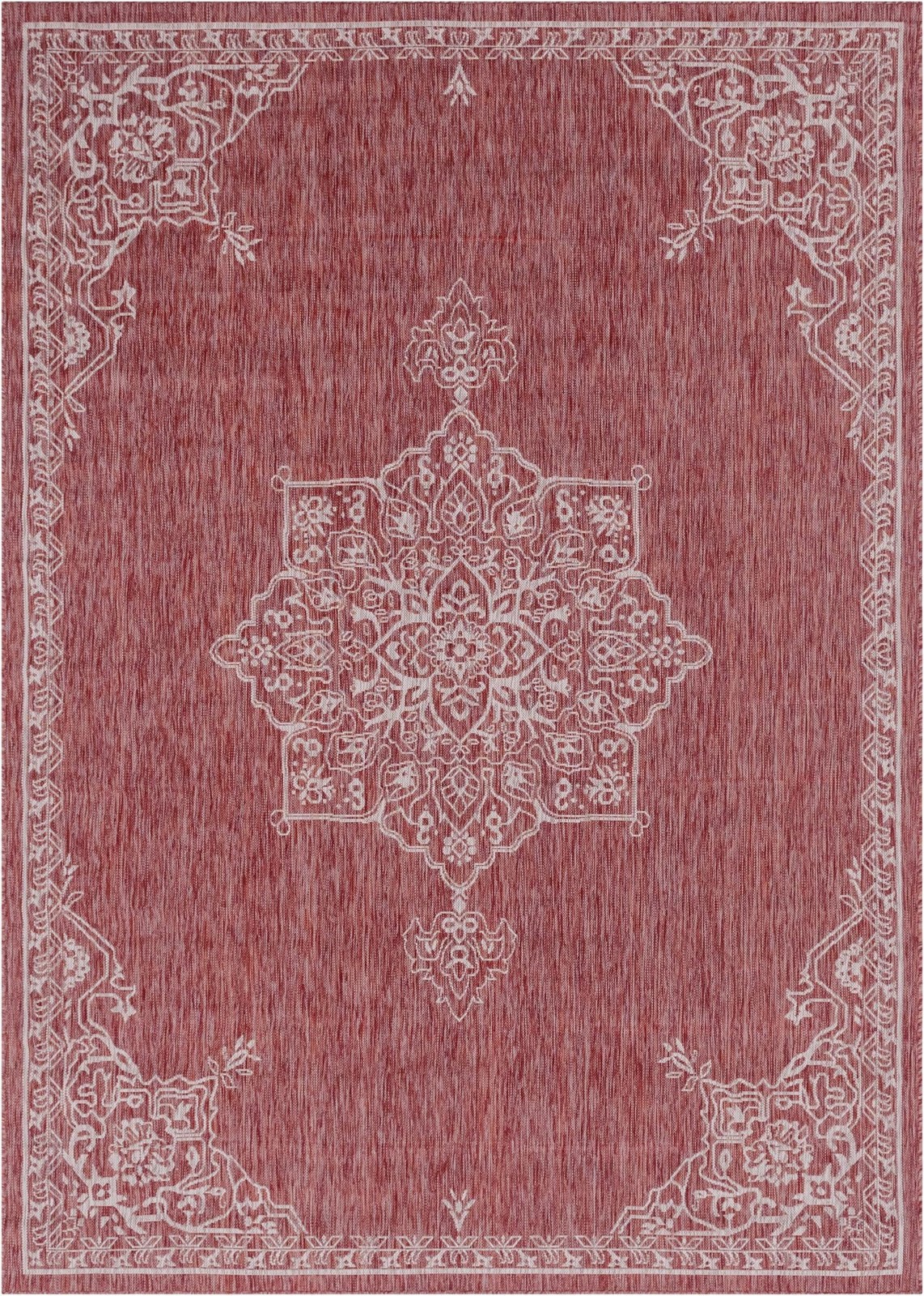 7' 10 x 11' Rhys · Border Outdoor Rug, rustred