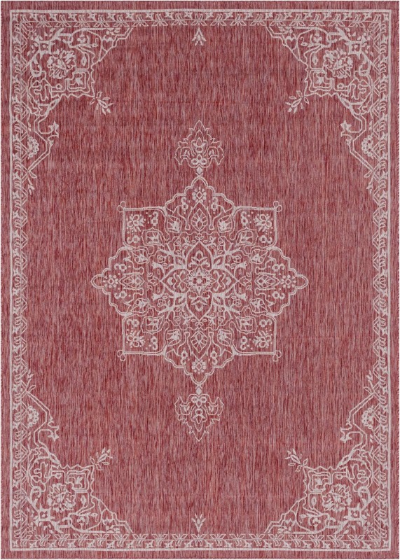 Rhys · Border Outdoor Rug, rustred