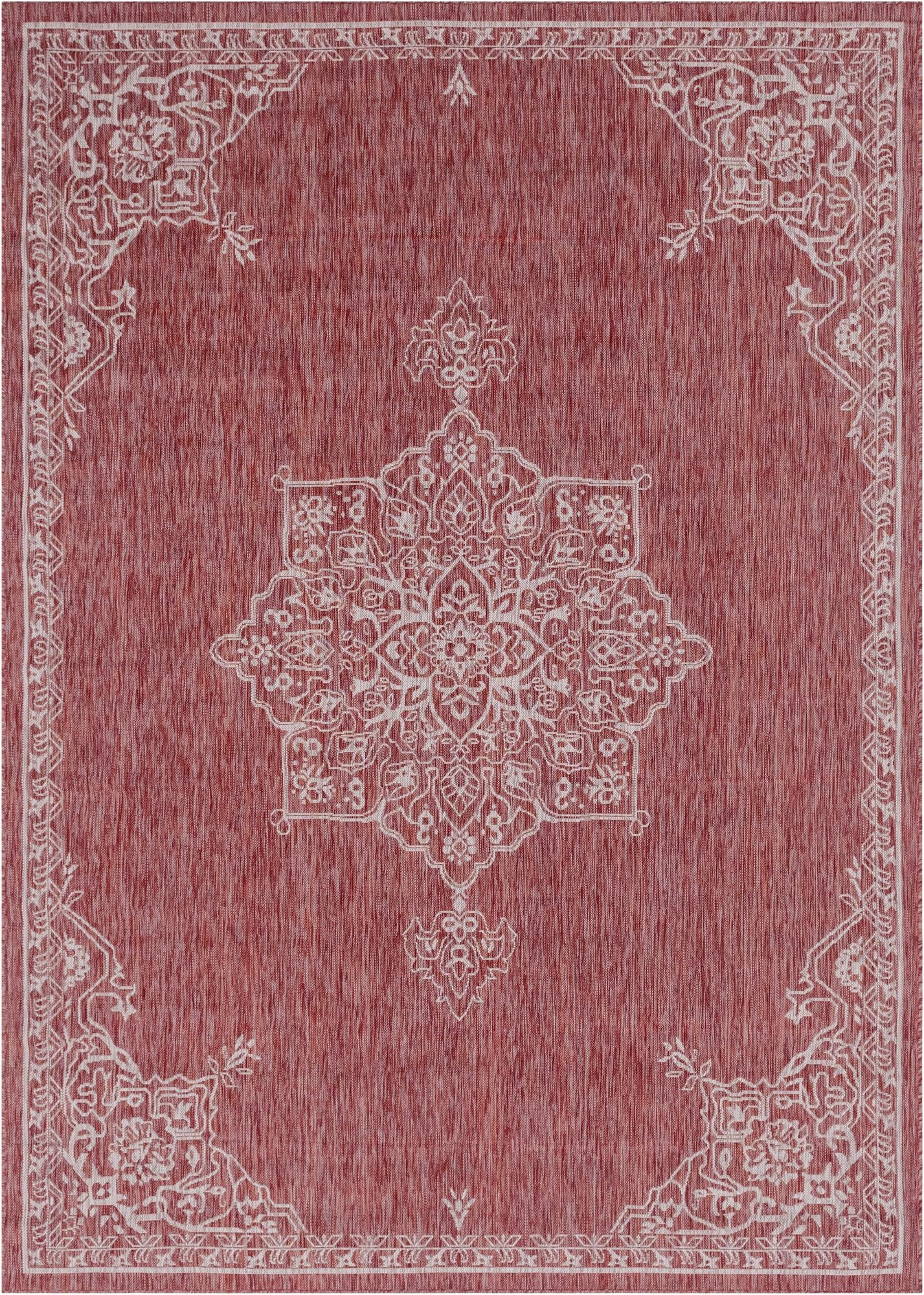 7' 10 x 11' Rhys · Border Outdoor Rug, rustred