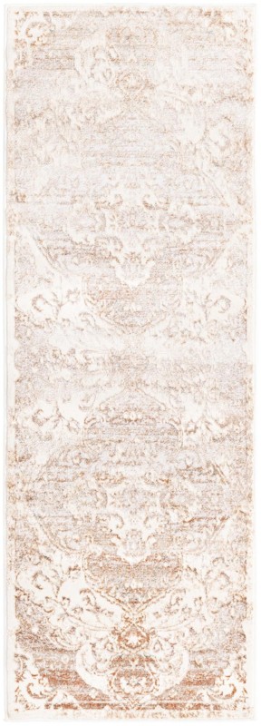 2' x 6' Hilton · Faded medallion rug, cream and brown