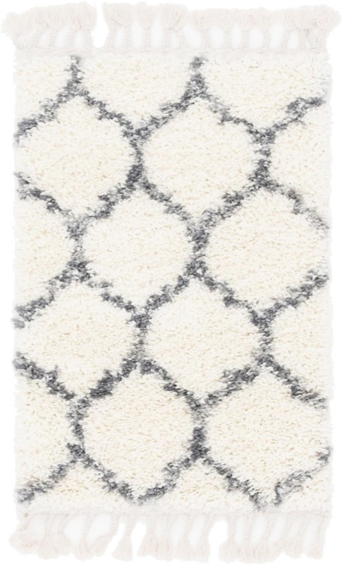 2' 2 x 3' Everett · Lattice Shag Rug, ivory and gray