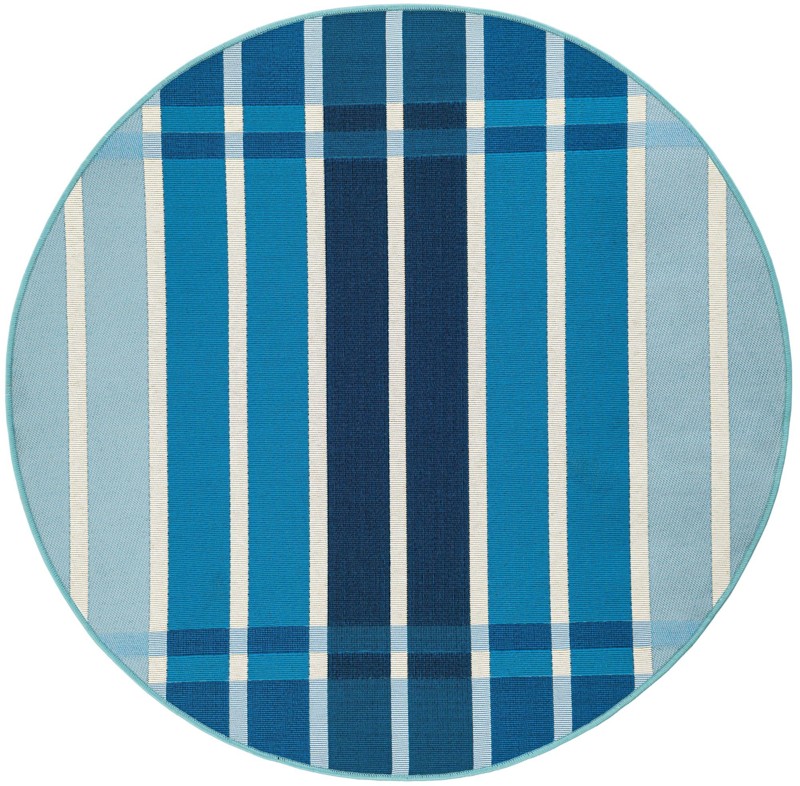 4' x 4' Lomax · Striped Outdoor Rug, shades of blue