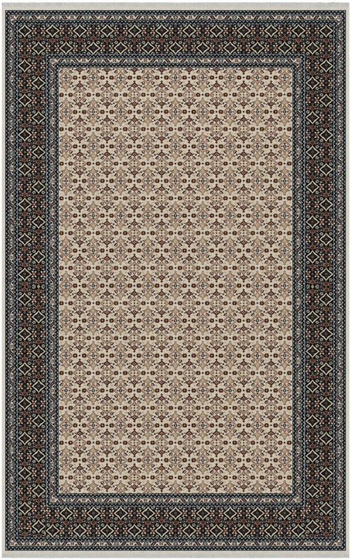 5' 3 x 8' Fenton · Geometric lattice rug, ivory and navy