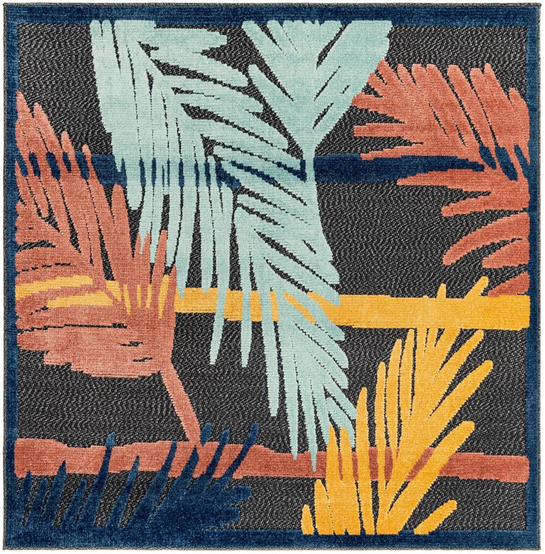 Elm · Border Outdoor Rug, charcoal