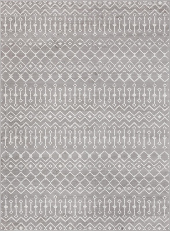 7' 10 x 11' Dudley · Geometric trellis rug, gray and ivory