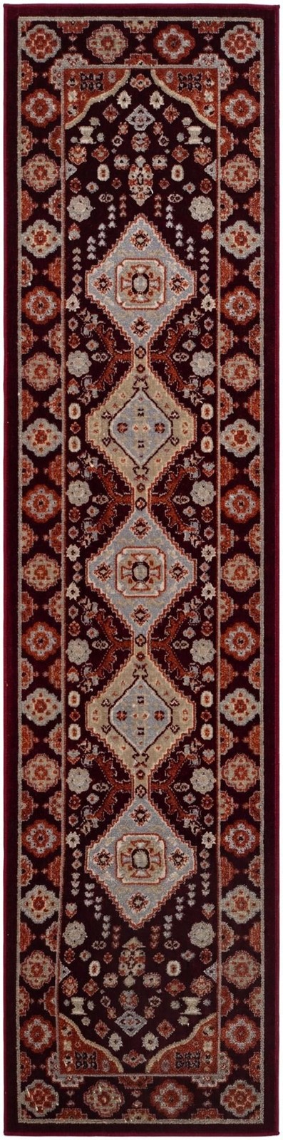 2' x 8' Middlebury · Medallion Washable Rug, burgundy and terracotta