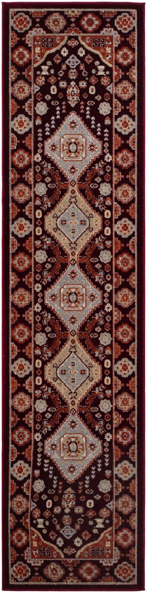 2' x 8' Middlebury · Medallion Washable Rug, burgundy and terracotta