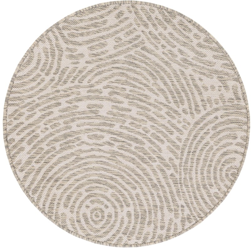 3' x 3' Grafton · Swirling lines Outdoor Rug, gray and ivory