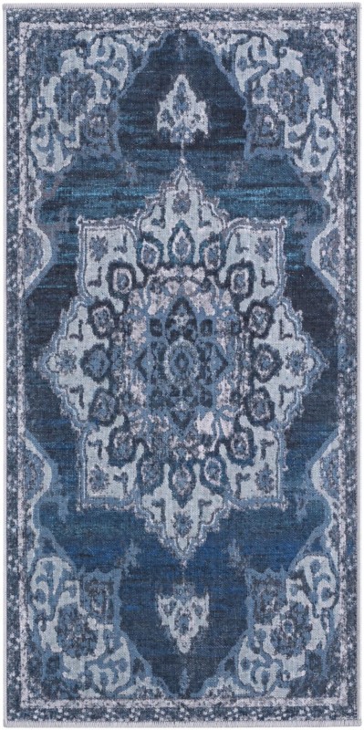 2' x 4' Rideout · Medallion rug, navy and light blue