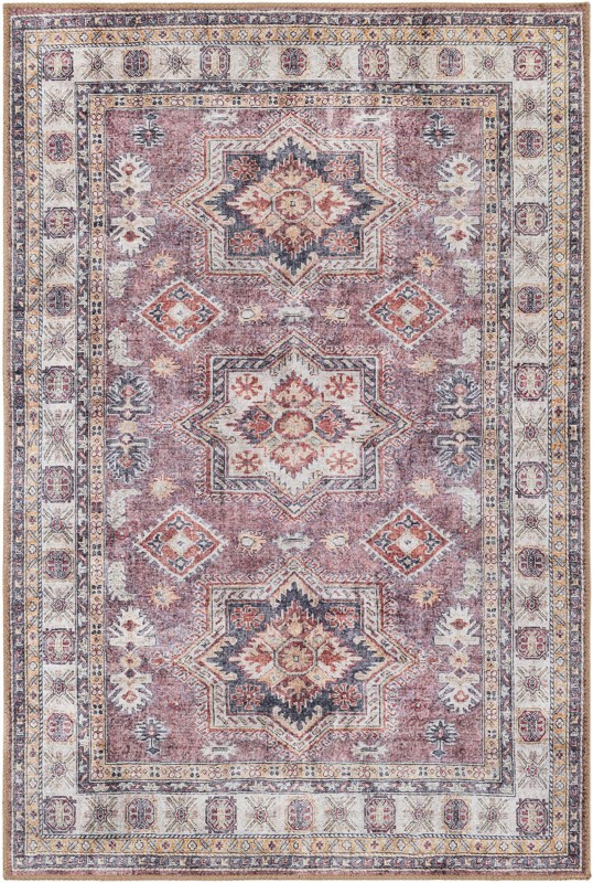 Pickett · Border Washable Rug, antique rose pink