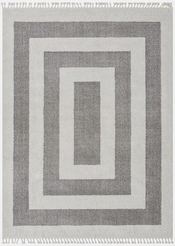 9' x 12' Rickard · Border rug, gray